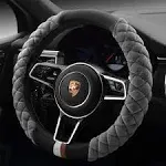 Cxtiy Universal Car Steering Wheel Cover Fluffy Winter Plush Steering Wheel Cover (A-Wine red)