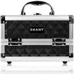 SHANY Chic Makeup Train Case Cosmetic Box Portable Makeup Case Cosmetics Beauty Organizer Jewelry storage with Locks, Multi trays Makeup Storage Box with Makeup Mirror - Black