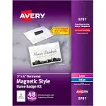 Avery Magnetic Style Name Badge Kit Horizontal 4" x 3" White 48/Pack