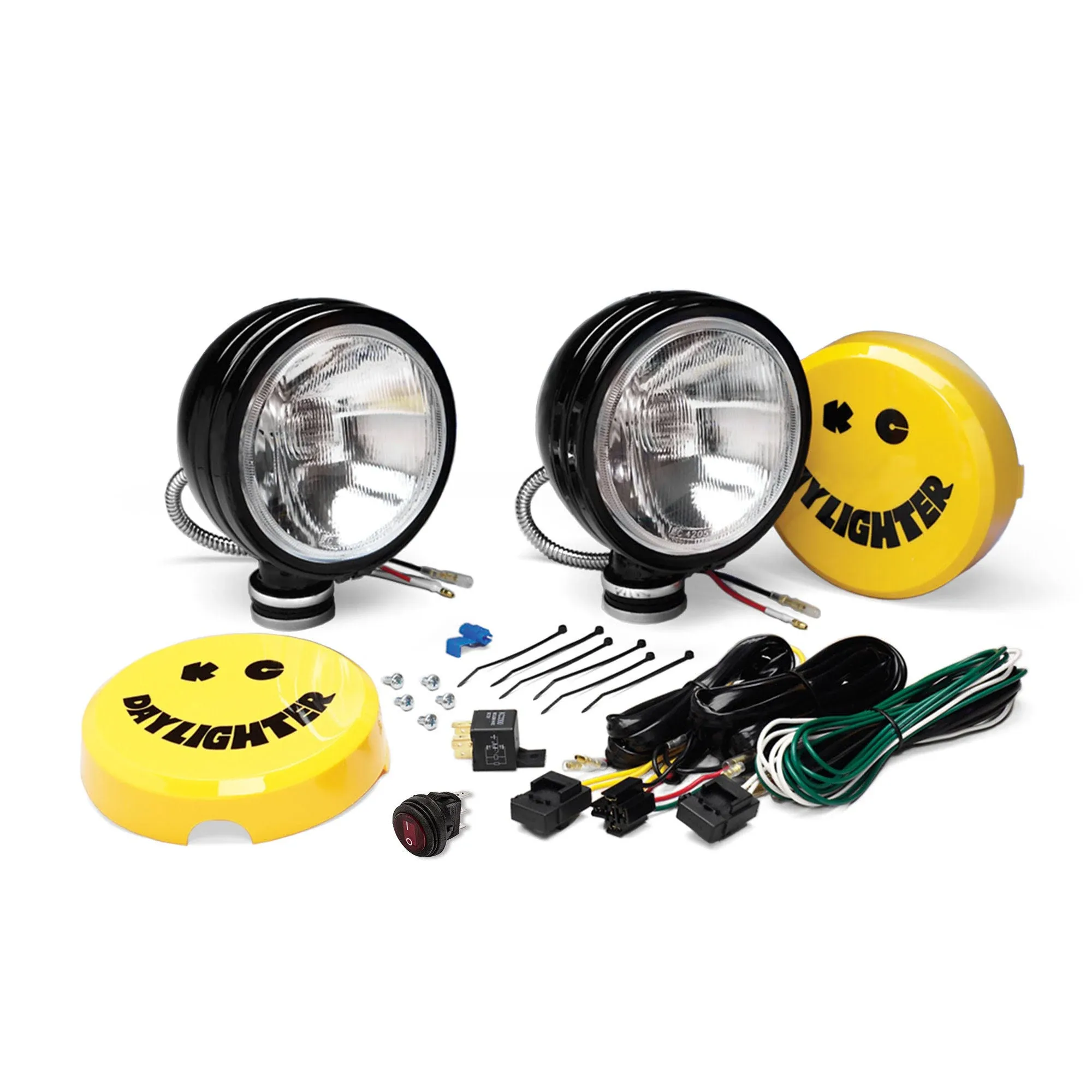 KC HiLiTES 234 Daylighter Spread Beam Halogen Light 6 in. Round Clear Lens Black Housing 100 Watts Pair Daylighter Spread Beam Halogen Light