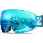 ZIONOR Ski Goggles, x12 100 OTG Snow Goggles Detachable Lens for Men Women Adult