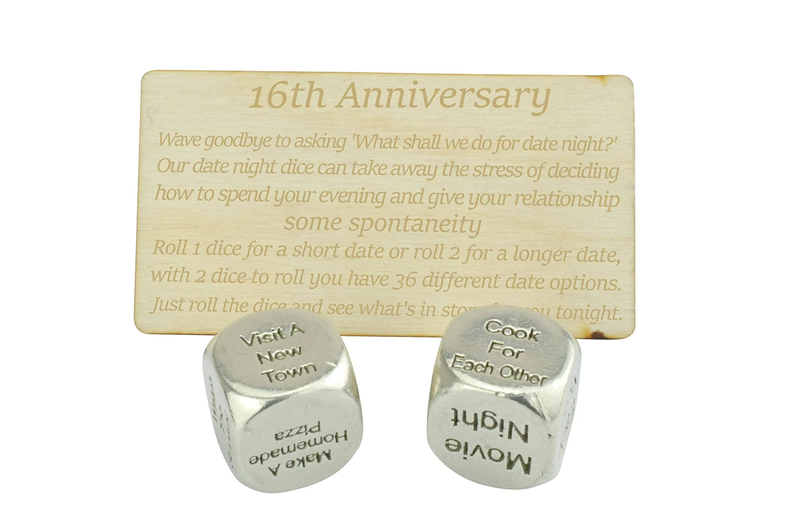 16 Year Anniversary Metal Date Night Dice - Create a Unique 16th Anniversary Date Night