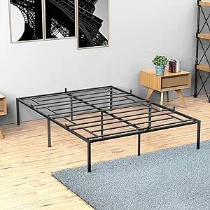 coucheta Full Metal Platform Bed Frame with Sturdy Steel Bed Slats,Mattress Foundation No Box Spring Needed Large Storage Space Easy to Assemble Non-Shaking and Non-Noise Black (Full)