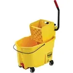 Rubbermaid WaveBrake 44 qt Bucket/Side Press Wringer, Yellow (RCPFG618688YEL)