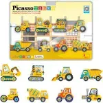 PicassoTiles Magnet Building Tile Blocks AddOn 8 Magnetized Action Figures Construction Vehicle Zoo Animal Theme Compatible