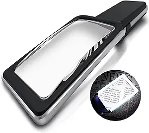 MAGNIPROS Patented 6X Large Magnifying Glass with Light | 3 Color Light Modes | Anti-Glare Lens & Stepless Dimmable LEDs | Perfect for Reading Fine Print & Inspection - Ideal for Seniors & Low Vision