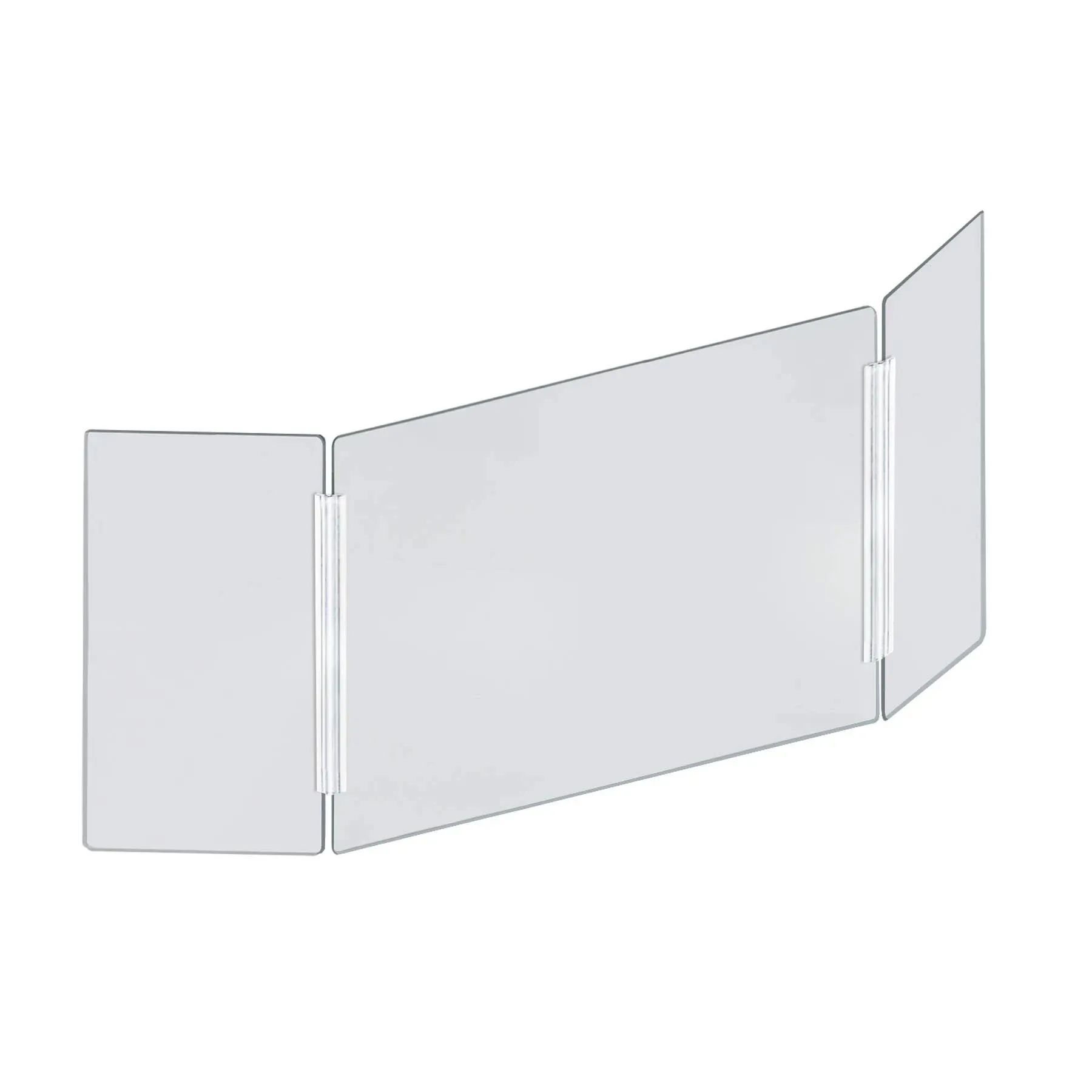 Large 53.5" wide x 23.5" high Clear Acrylic Tri Fold PLEXIGLASS Protective Shield, Sneeze Guard, Personal Barrier, adjustable heights for pass through on the bottom