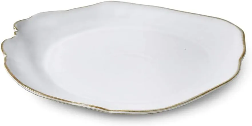 Serene Spaces Living Set of 2 Medium Free-Form Edge Glazed Ceramic Plate- Dinnerware for Vintage Weddings, Events, Measures 9" Long, 8" Wide and 1"