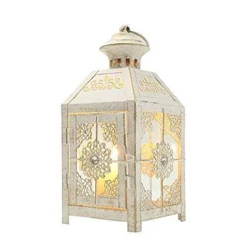 Decorative Lantern 9.5" High Metal Candle Lantern Vintage Style Hangin