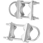 Double Antenna Mast Clamp Heavy Duty V-Jaw Bracket with U Bolts, Sturdy Mast to Mast Mounting Hardware for TV Antenna Ham Radio Antenna Starlink Antenna Outdoor Antenna（2 Sets）, Slinkdsco