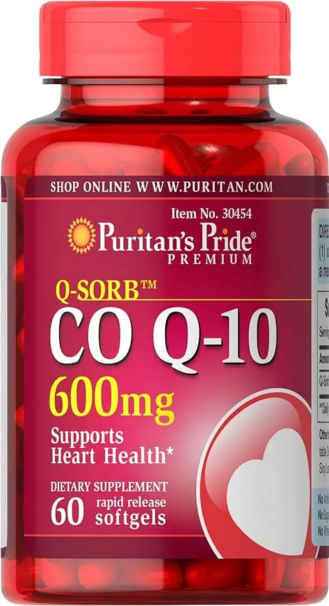 Puritan's Pride Q-Sorb CoQ10 600mg, Supports Heart Health,60 Rapid Release Softgels