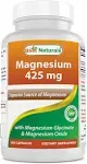 Best Naturals Magnesium 425 mg 180 Veggie Capsules - High Absorption Magnesium Glycinate & Magnesium Oxide Chelated, Non-GMO, Gluten Free Muscle Relax (180 Count (Pack of 1))