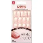 KISS Salon Acrylic French Nail Manicure Set, Medium Length, Nude, Square, Kit