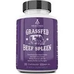 Ancestral Supplements Grass Fed Beef Spleen Supplement, 3000mg Beef Organ Spleen Support Formula Promotes Digestive, Immune, Iron, Energy and Allergy Health, Non GMO, 180 Capsules