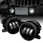 TRUE MODS 4-inch 60W LED Fog Lights Compatible w/Jeep Wrangler JK Unlimited JKU Front Bumper Accessories 2007-2018 Round Driving Lights