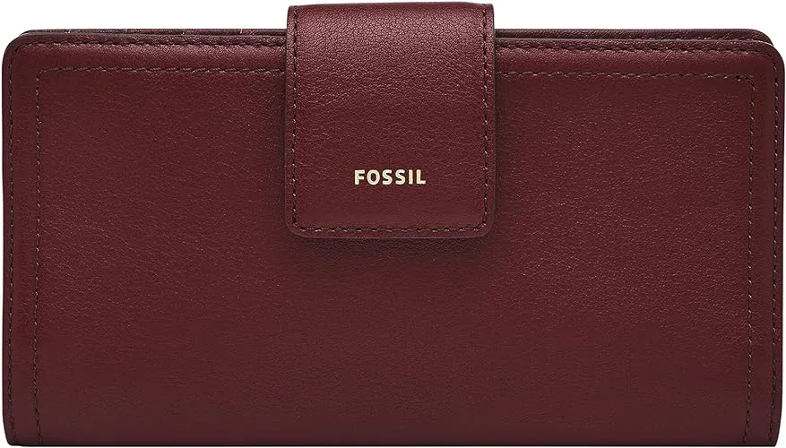 Fossil Women's Logan Faux Leather RFID Blocking Tab Clutch Wallet, Neutral Woven Print (Model: SL10057249)