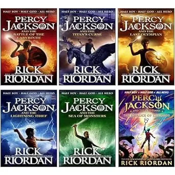 Percy Jackson and the Olympians 6 Books Collection Set By Rick Riordan (The Lightning Thief, Sea of Monsters,Titan's Curse,Battle of the Labyrinth,Last Olympian, The Chalice of the Gods [Hardcover])