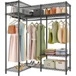 VIPEK L30 Garment Rack, Heavy Duty Corner Clothes Rack, L Shaped Corner Closet System with Adjustable Shelves & Hanging Rods, Freestanding Corner Wardrobe Portable Closet for Hanging Clothes