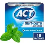 ACT Total Care Dry Mouth Lozenges, Soothing Mint - 18 count