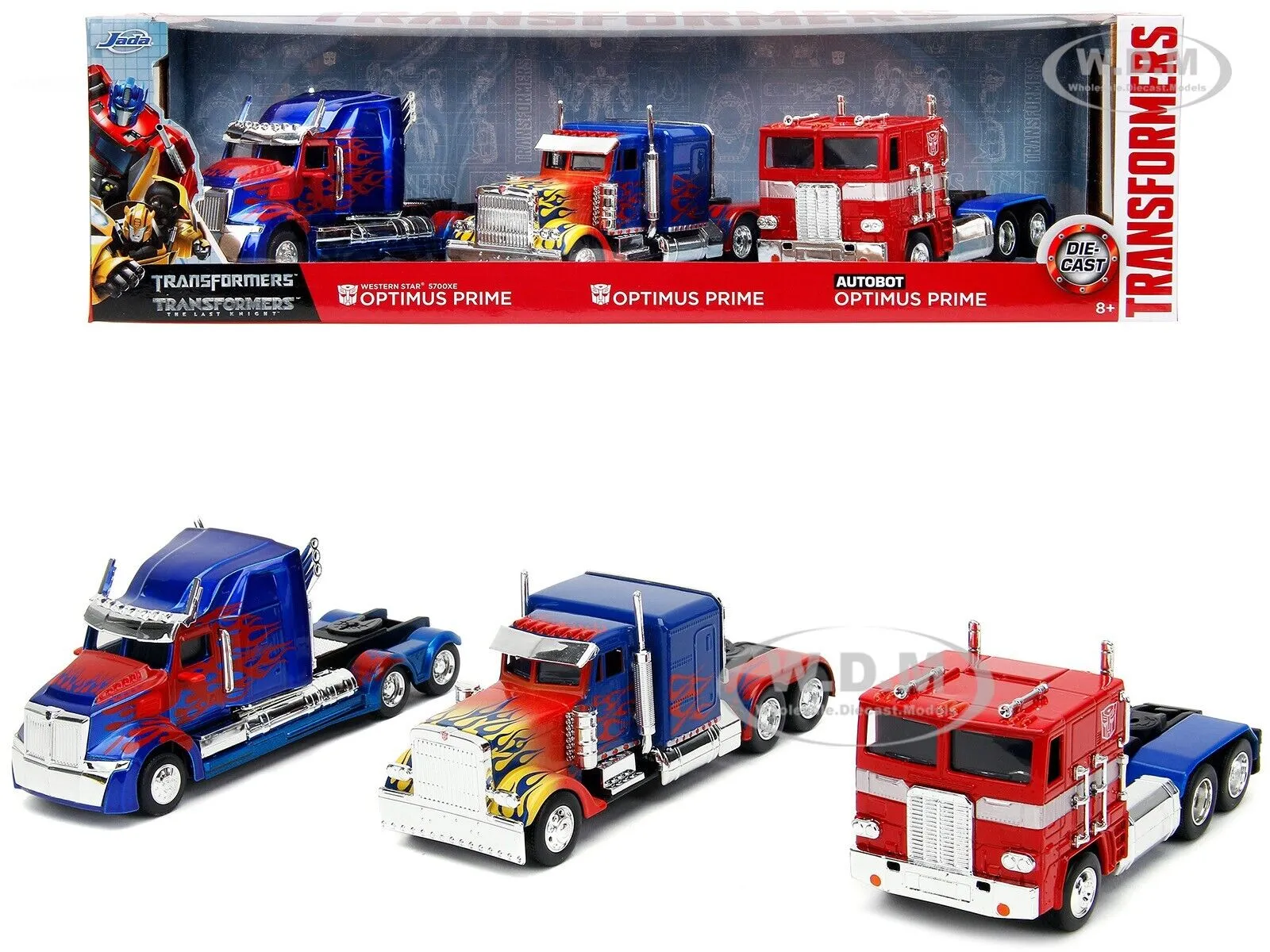 &#034;TRANSFORMERS&#034; OPTIMUS PRIME SET OF 3 PIECES 1/32 DIECAST MODELS BY JADA 33396