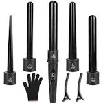 5-In-1 Curling Wand Set - Curling Iron Interchangeabl<wbr/>e Ceramic Barrels (0.35-1.2