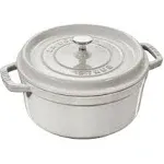 Staub Cast Iron 7-qt Round Cocotte - White Truffle