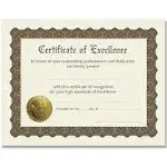 Great Papers! Ready-to-Use Certificates, 11 x 8.5, Ivory/Brown, Excellence, 6/Pack