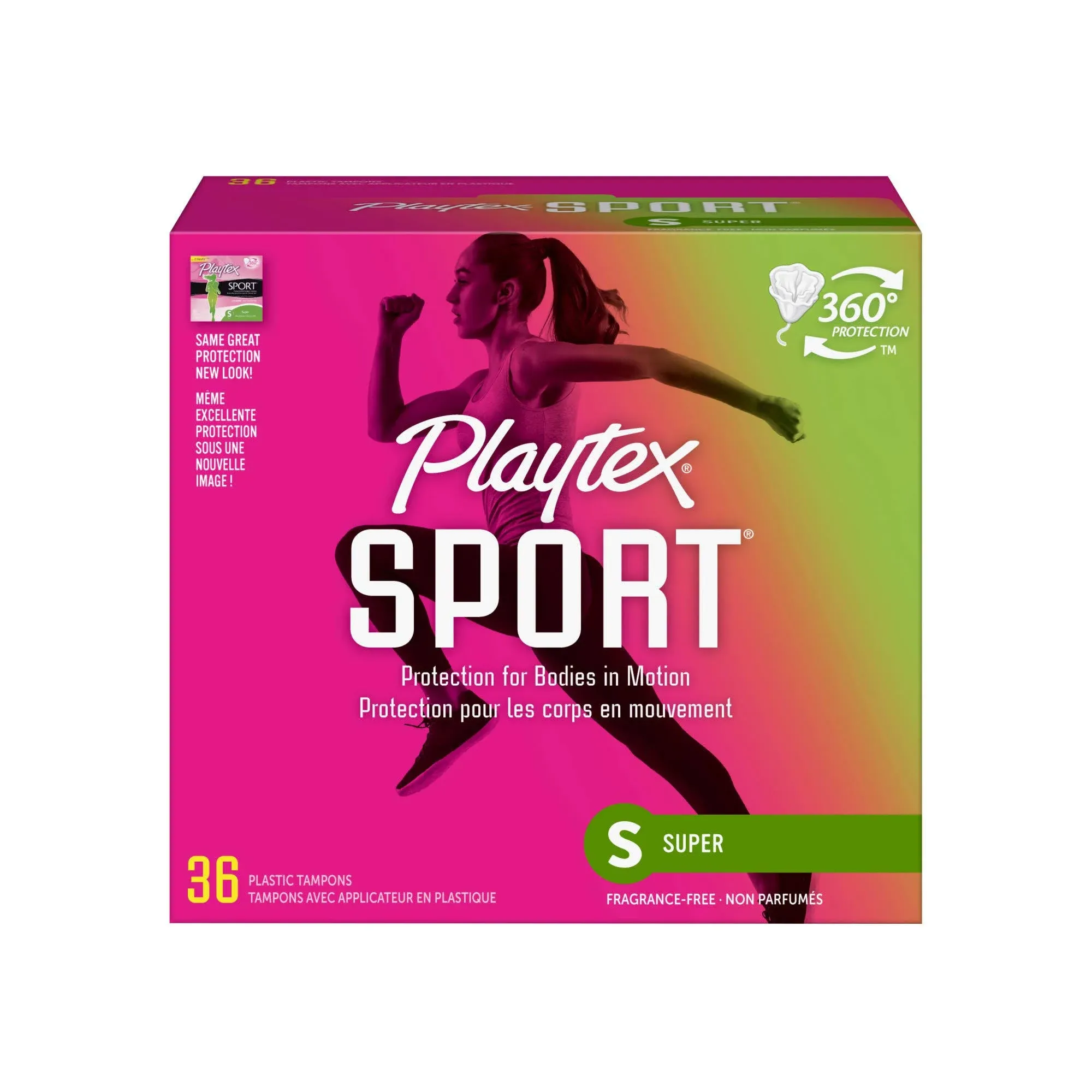 Playtex Sport Tampons, Plastic, Super, Fragrance Free - 36 tampons