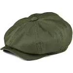 Mens Newsboy Flat Cap 100% Cotton Gatsby Ivy Golf Cabbie Hat 7 5/8 Army Green