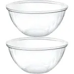 Plasticpro Disposable 150 Ounce Round Crystal Clear Plastic Serving Bowls for Snack or Chip ,Candy Dish, Party Salad Container Pack of 2