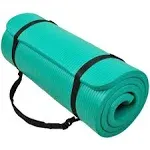 BalanceFrom GoCloud 1" Extra Thick Exercise Yoga Mat with Carrying Strap, Blue - Green