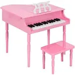 Best Choice Products Kids Wooden 30-Key Mini Grand Piano w/ Lid, Bench, Foldable Music Rack, Song Book, Stickers - Pink