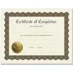 Ready-to-Use Certificates, Completion, 11 x 8.5, Ivory/Brown/Gold Colors with Brown Border, 6/Pack