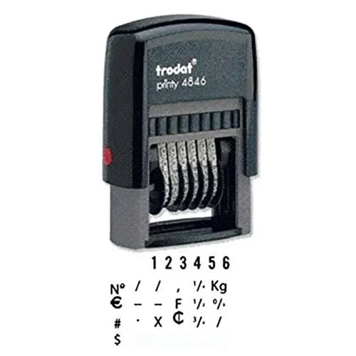 Trodat .125" x .6875" 6 Digit Self-Inking Numberer Rubber Stamp (Red)