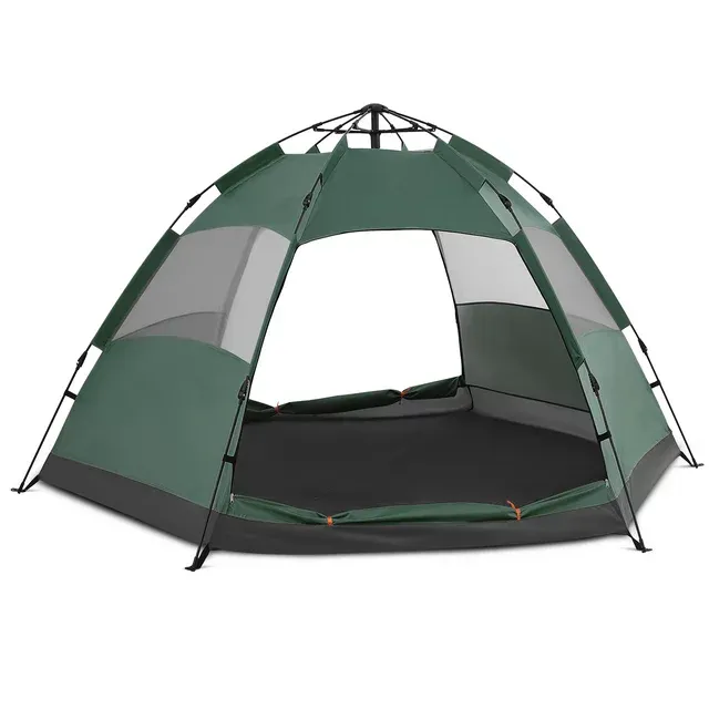 MoNiBloom 4 Person Camping Tent Dome Tent, Family Camping Portable Windproof for Hiking Mountaineering with Carry Bag, Green