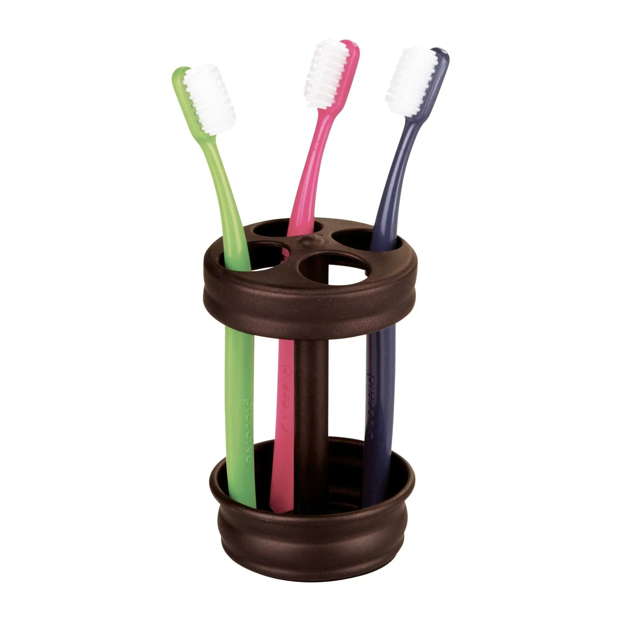 iDesign Metal Toothbrush Holder - Bathroom Cup for Bathroom Organization, The Olivia Collection - 3.25" x 3.25" x 5", Bronze