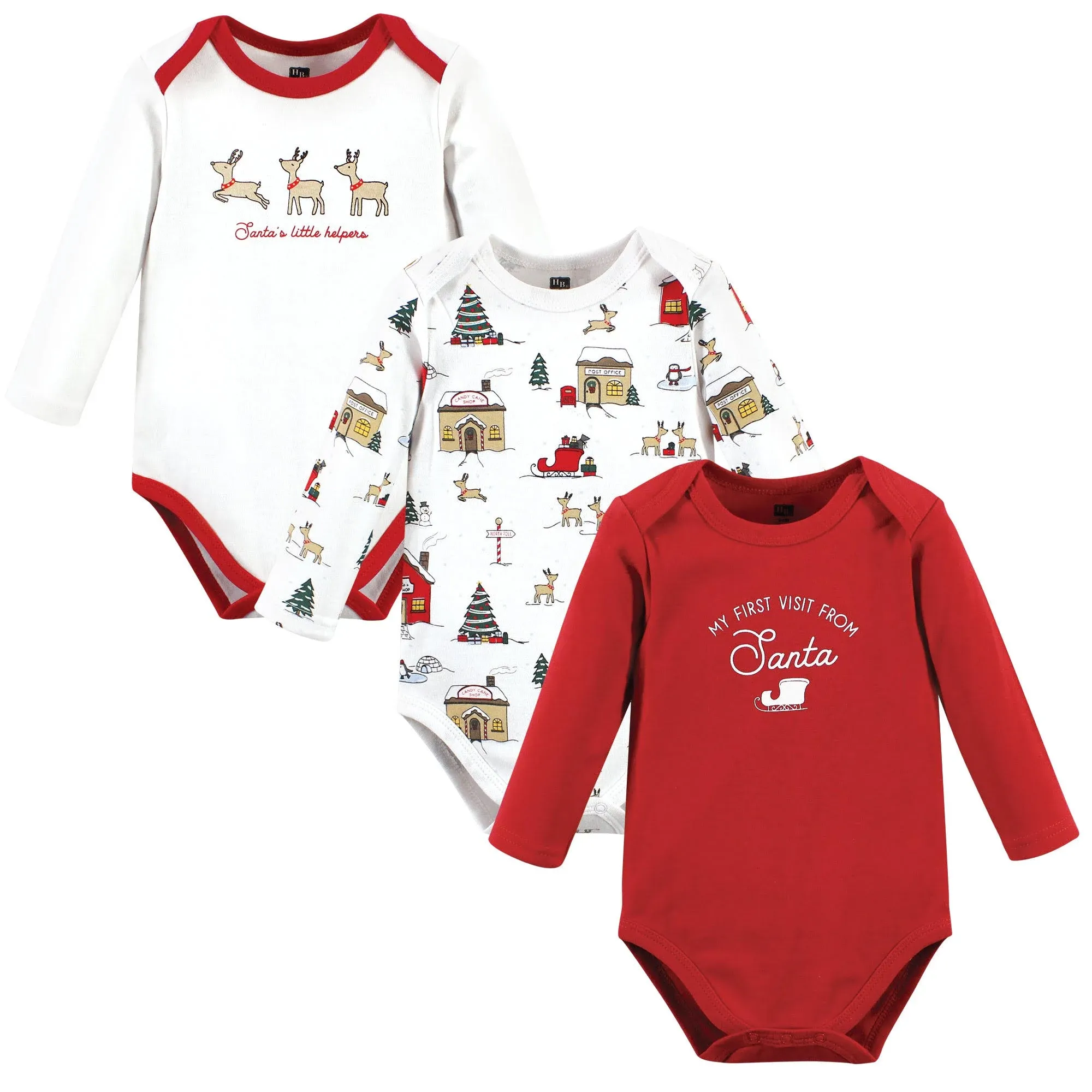 Hudson Baby unisex Baby Cotton Long-Sleeve Bodysuits, North Pole