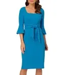 Adrianna Papell Tie Front Sheath Dress in Deep Cerulean