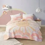 Urban Habitat Kids - Dawn Reversible Sunshine Printed Cotton Quilt Set with Throw Pillow - Twin - Yellow/Coral