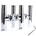 Amarine Made 4 Pcs Stainless Tournament Style Clamp On Fishing Rod Holder for Rails 1-14" to 2"