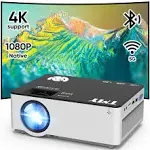 TMY Native 1080P Projector with 5G WiFi and Bluetooth 5.1, 13000 Lumens 4K Supported Mini Projector, Portable Projector Compatible with TV Stick/Phone/PC/DVD/HDMI/AV/USB/SD, Outdoor Movie Projector