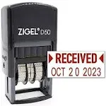 ZIGEL D50 Date Stamp with Received - Self Inking Date Stamp - Red