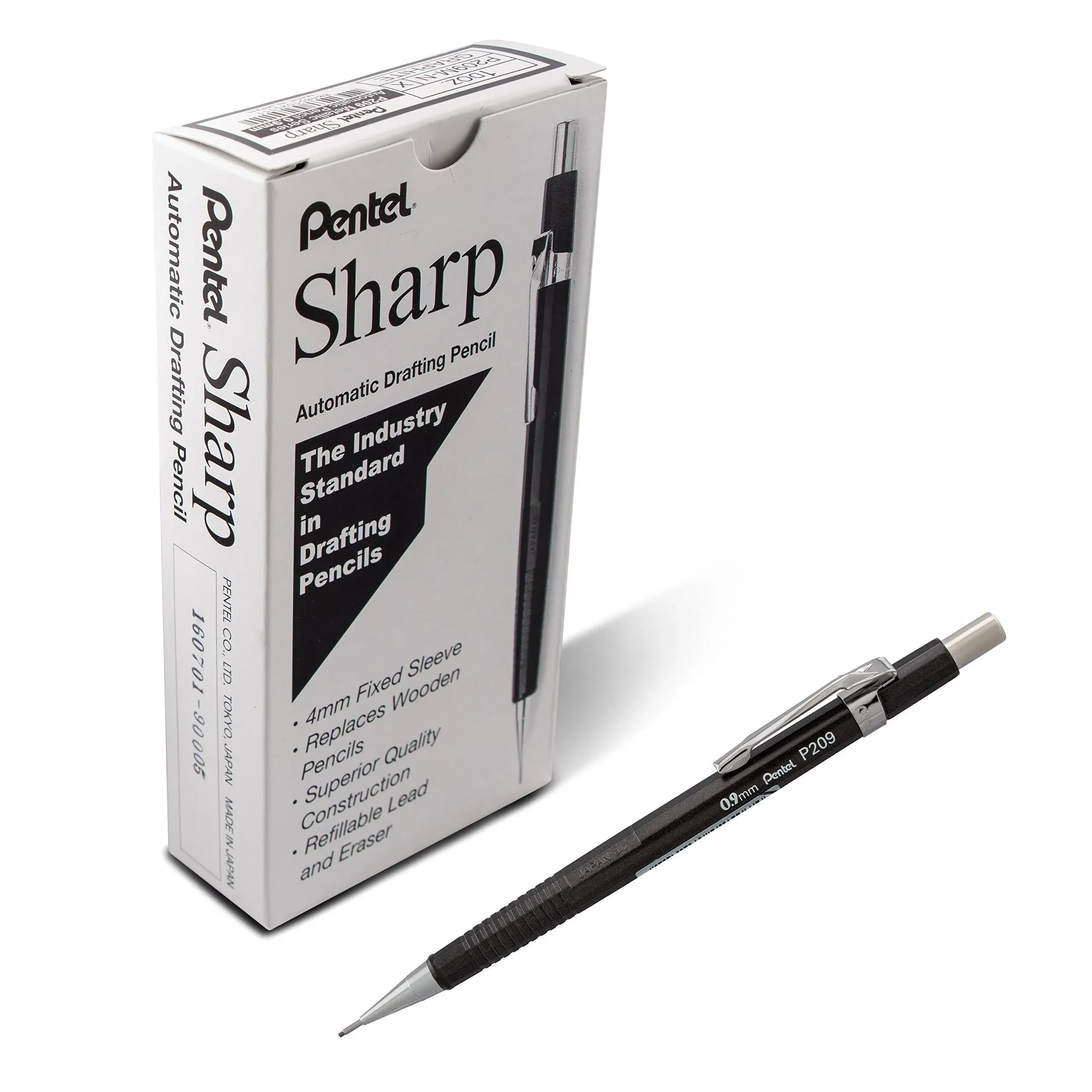 Pentel Sharp Mechanical Pencil (0.9mm) Metallic Graphite Barrel Box of 12 (P209MN)