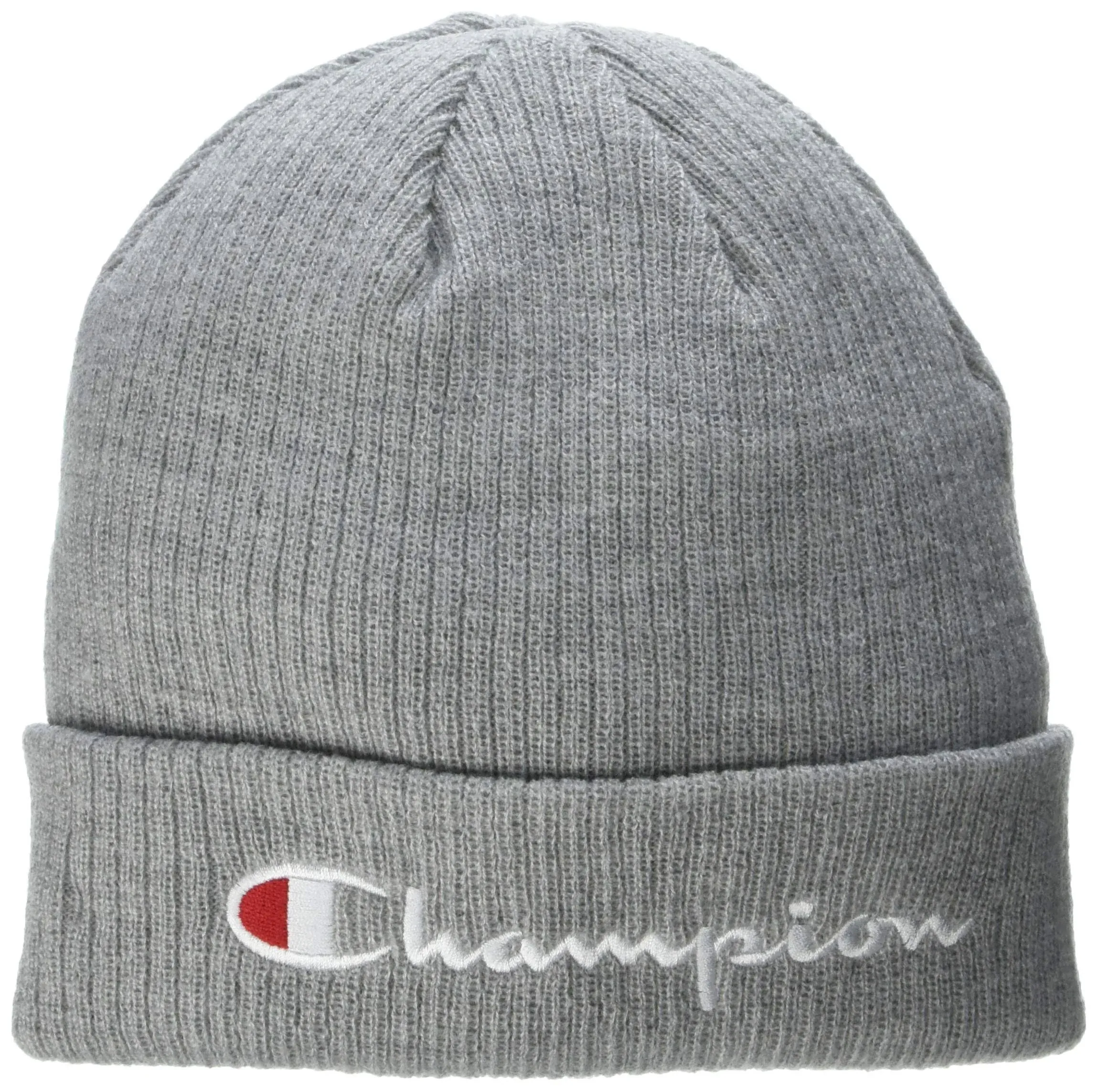 Champion Mens Logo Cuffed Ribbed Beanie GRAY OS NWT 1793-96