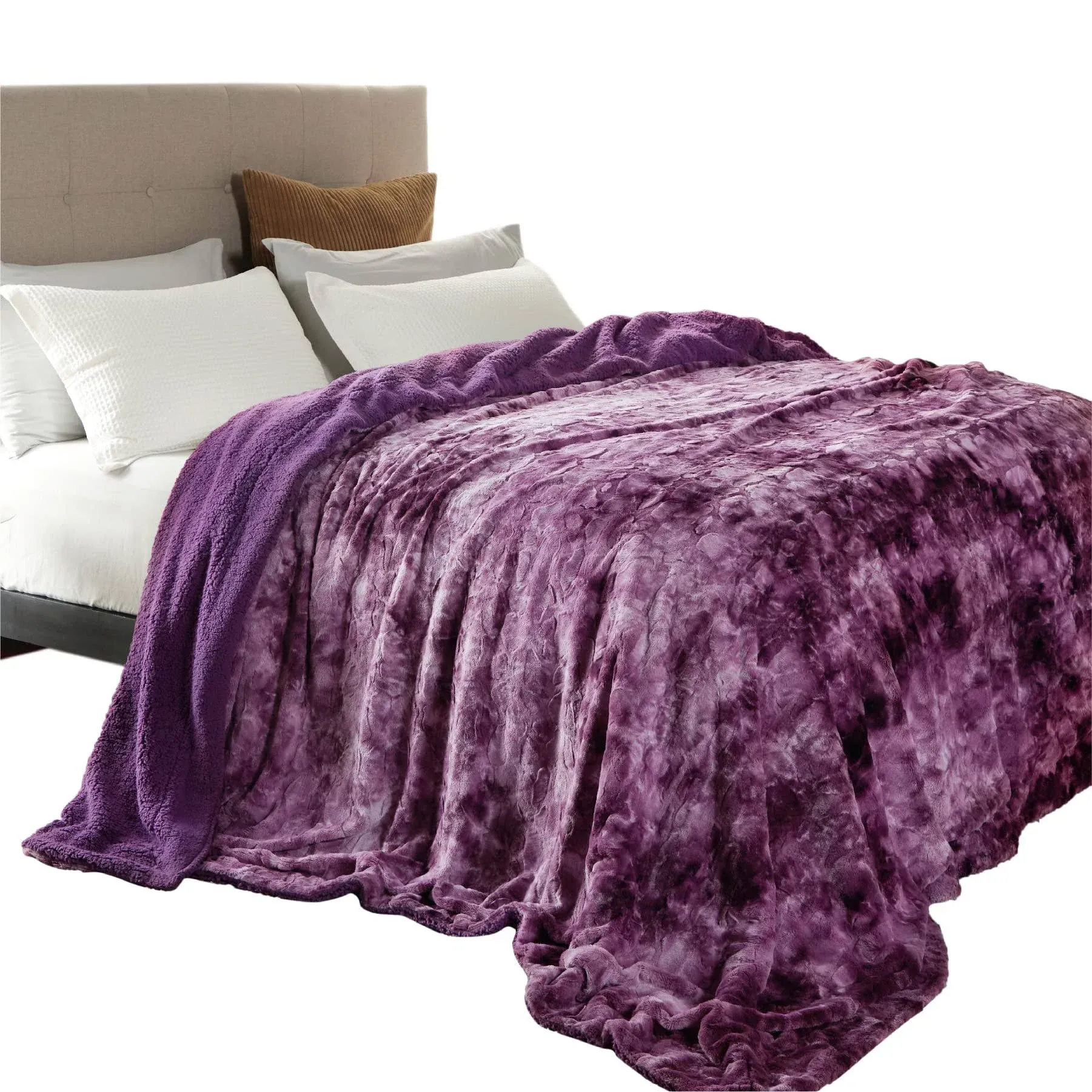 Bedsure Fuzzy Blanket King Size - Purple, Soft and Comfy Sherpa, Plush and Furry Faux Fur, Reversible King Blankets for Bed, 108