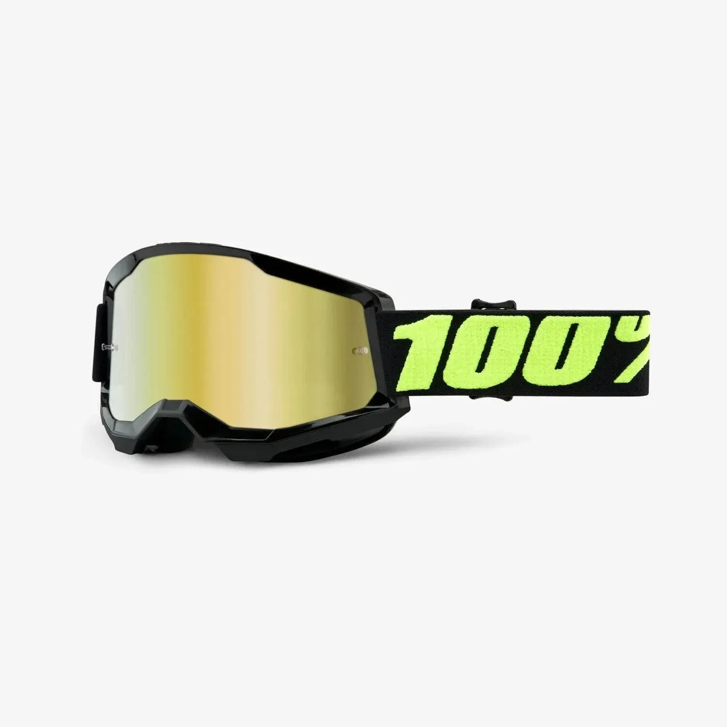 100% STRATA 2 MOTOCROSS MX BIKE MTB GOGGLES UPSOL BLACK CLEAR / MIRROR LENS