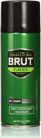 Brut Deodorant 6oz Aerosol Classic Scent(Anti-Perspirant) (6 Pack)