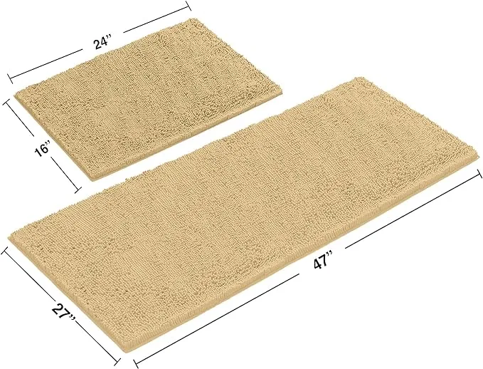 Bathroom Rugs Sets 2 Piece, Luxury Chenille Bath Mat Set, Soft Plush Anti-Slip