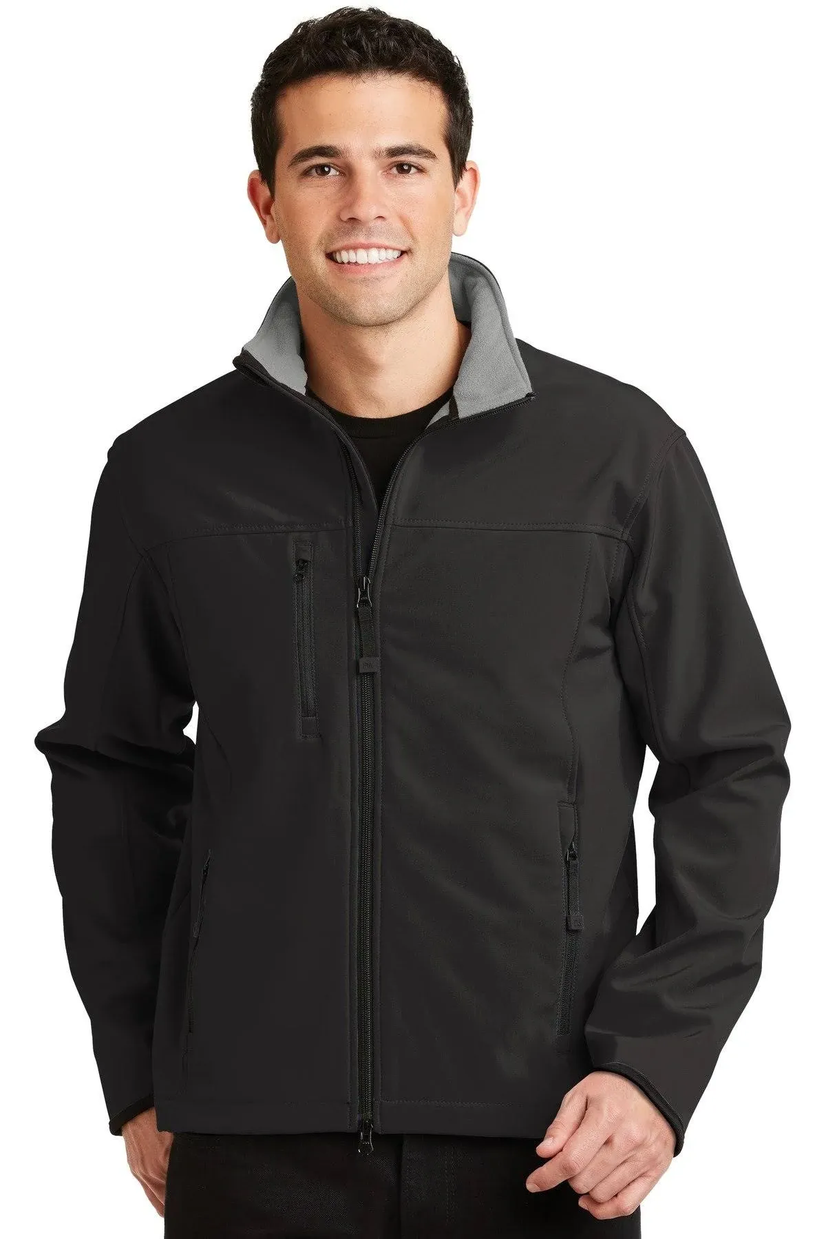 "Port Authority Jackets: Men's J790 BLK Black Chrome Glacier Soft Shell Jacket"