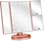 Illuminate Your Beauty: Flymiro Tri-fold Makeup Mirror – Rose Gold Beauty\xa0